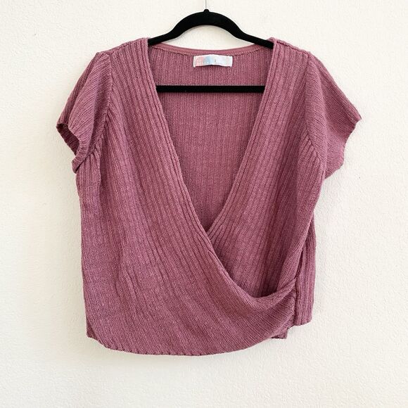 Free People Beach Women's 100% Linen Wrap Sweater Pink Knit Beachy Boho Large - Picture 1 of 11